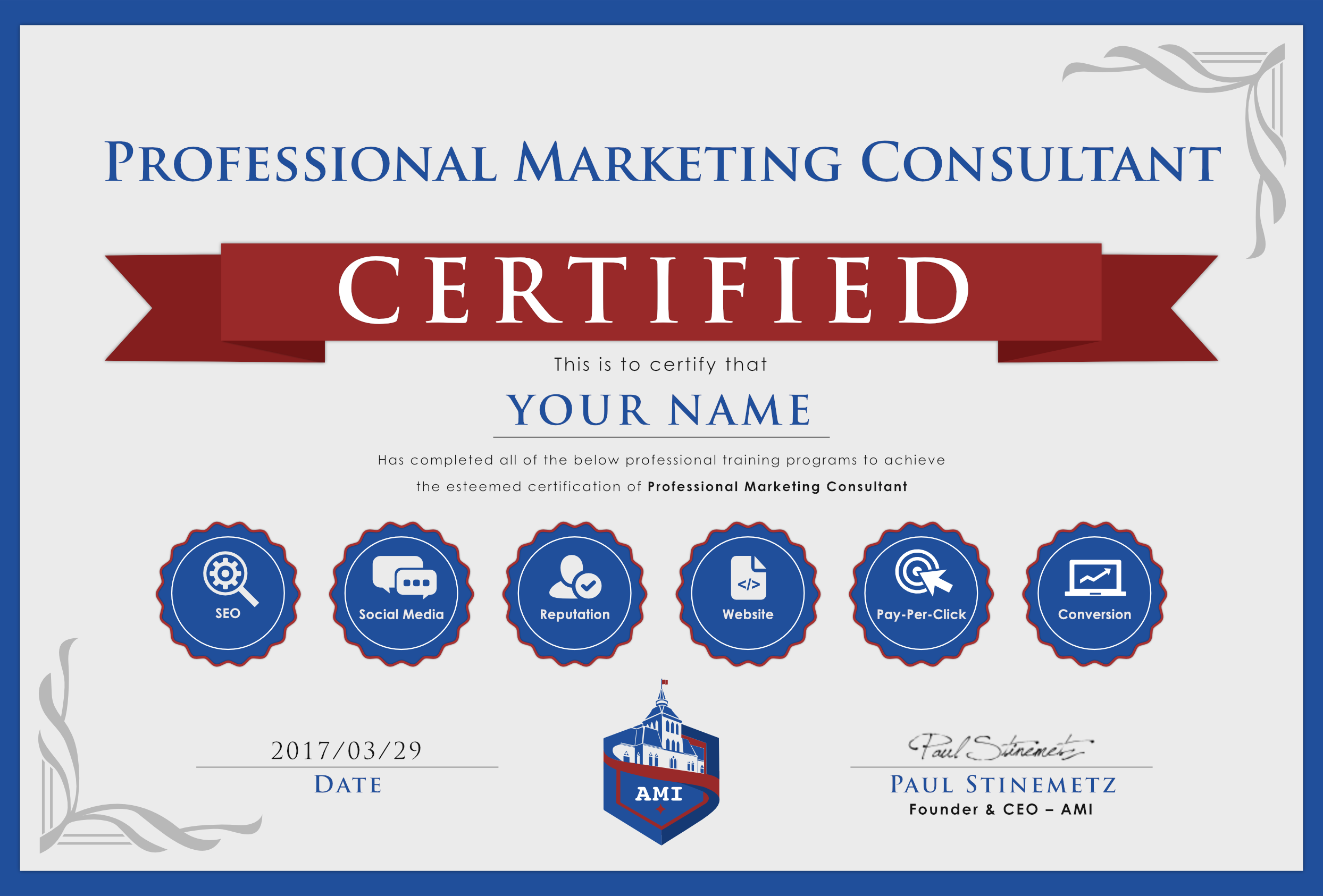 AMI Professional Marketing Consultant Certificate